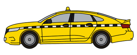 The vectorized hand drawing of a big yellow cab, not a real modelのイラスト素材