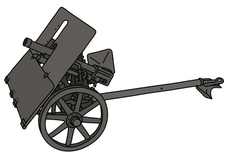 The vectorized hand drawing of an old field gray light cannonのイラスト素材