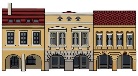 Three historical burger housesのイラスト素材