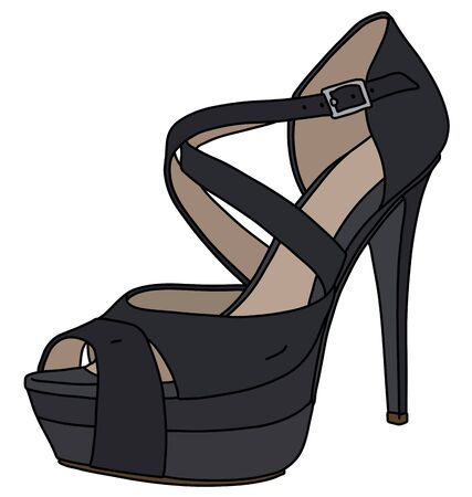 The Black Womans Strap Shoe on High Heelのイラスト素材