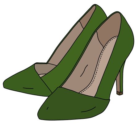 The green womans shoes on high heelsのイラスト素材