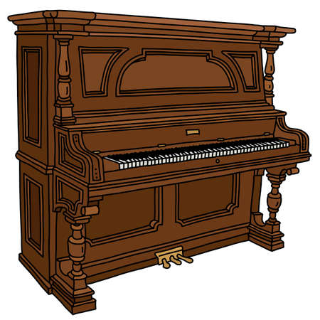 The vectorized hand drawing of a vintage wooden opened pianinoのイラスト素材