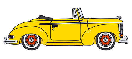 The vectorized hand drawing of an old yellow convertibleのイラスト素材