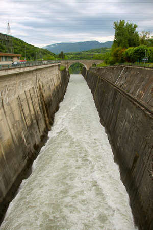 The GÃ©nissiat dam, in Ain, Franceの写真素材