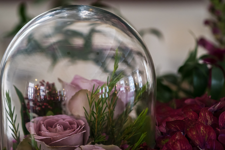 Wedding flowers decore with an abstract blurred backgroundの写真素材