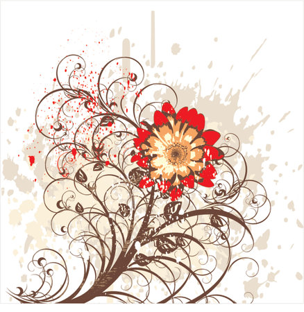 flowers ornament on white grunge background (chrysanthemum)のイラスト素材