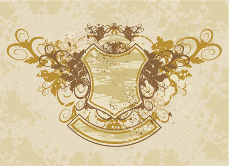 vintage emblem - grunge flowers ornamentのイラスト素材