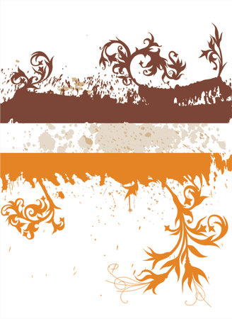 calligraphy flowers ornament on grunge backgroundのイラスト素材