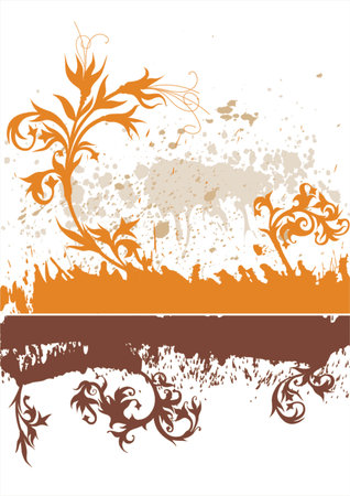 calligraphy flowers ornament on grunge backgroundのイラスト素材