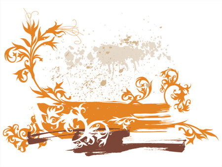 calligraphy flowers ornament on grunge backgroundのイラスト素材