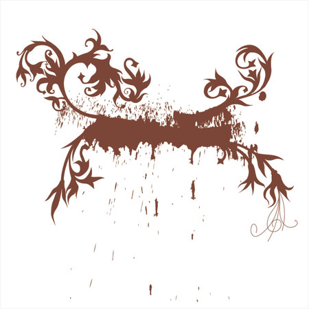 calligraphy flowers ornament on grunge backgroundのイラスト素材