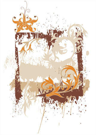 calligraphy flowers ornament on grunge backgroundのイラスト素材