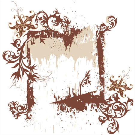 calligraphy flowers ornament on grunge backgroundのイラスト素材