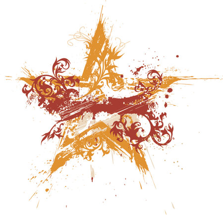 floral grunge starのイラスト素材