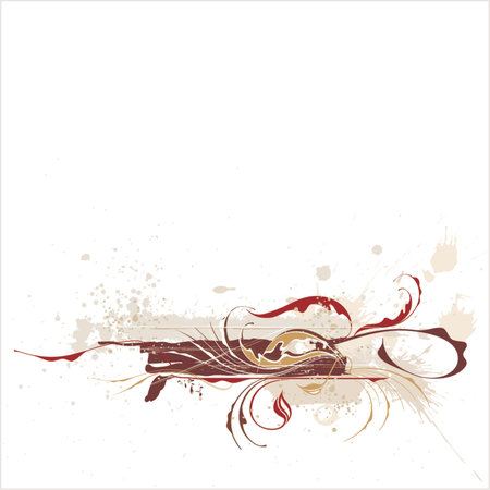 calligraphy flowers ornament on beige grunge backgroundのイラスト素材