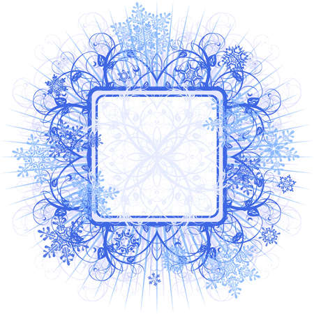 floral frame & snowflakesのイラスト素材