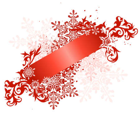 snowflakes & red grunge bannerのイラスト素材