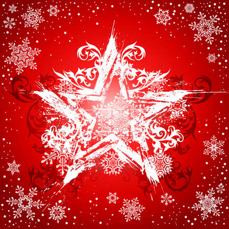 grunge white star on red backgroundのイラスト素材