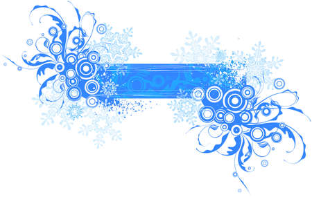 blue grunge floral banner & snowflakesのイラスト素材