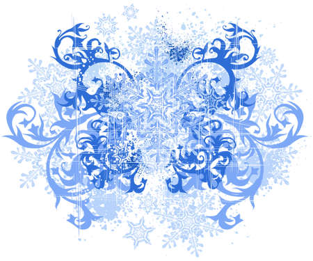 flowers & snowflakesのイラスト素材