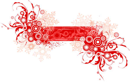 red floral banner & snowflakesのイラスト素材