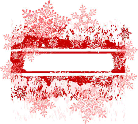 red grunge banner & snowflakesのイラスト素材
