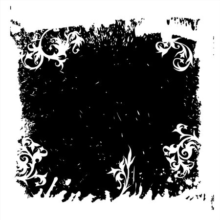 grunge black flowers backgroundのイラスト素材