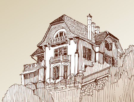 Architectural sketch of the houseのイラスト素材