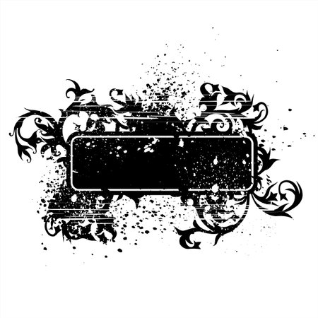 vintage emblem - flowers ornament on grunge backgroundのイラスト素材