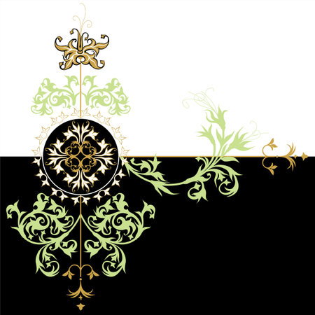 vintage emblem - flowers ornament on grunge backgroundのイラスト素材