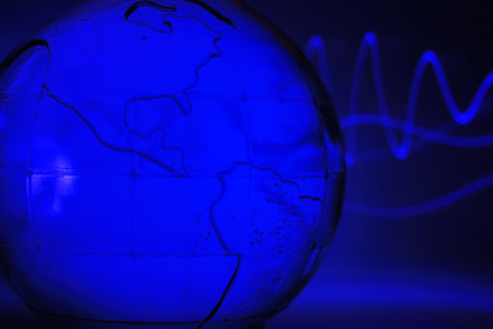 abstract glass globe (water inside and small bubbles)の写真素材