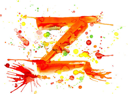 watercolor paint - letter Zの写真素材