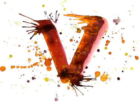 watercolor paint - letter Vの写真素材