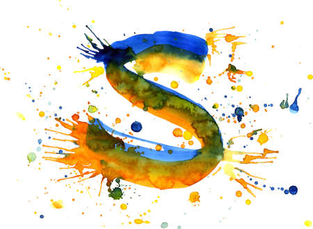 watercolor paint - letter Sの写真素材