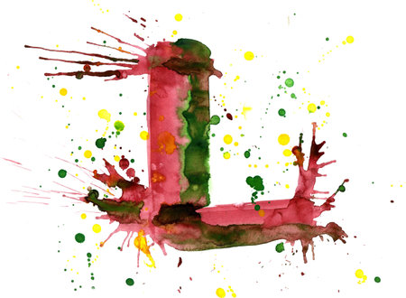 watercolor paint - letter Lの写真素材
