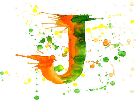 watercolor paint - letter Jの写真素材
