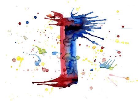 watercolor paint - letter Iの写真素材