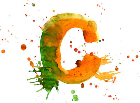 watercolor paint - letter Cの写真素材