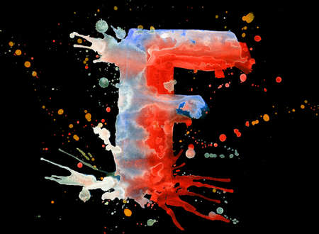 Neon watercolor paint - letter Fの写真素材