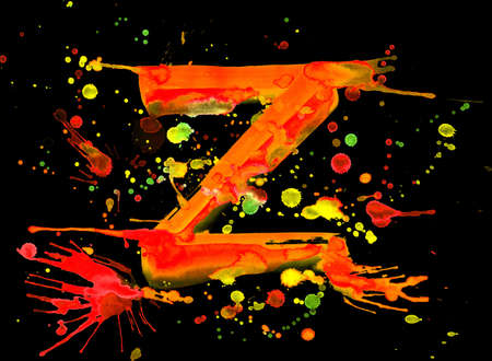 Neon watercolor paint - letter Zの写真素材