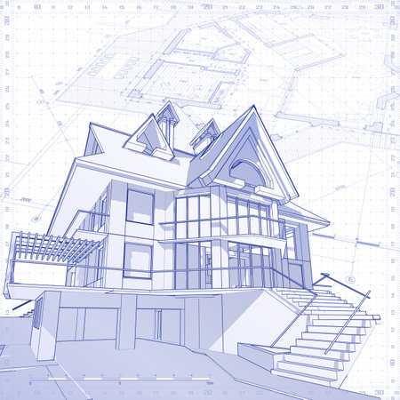 3d : vector technical blueprintのイラスト素材