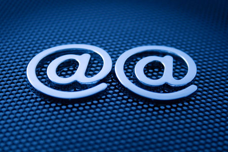 e-mail symbols & blue technology background