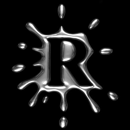Liquid metal letter R - alphabet symbol isolated on a black background (with path) Liquid metal letter R - alphabet symbol isolated on a black background (with path)