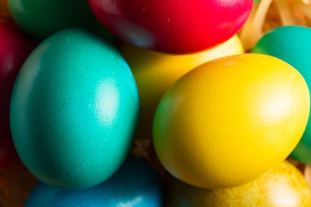 colorful easter eggs close upの写真素材