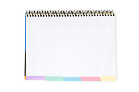 Blank notebook on white background