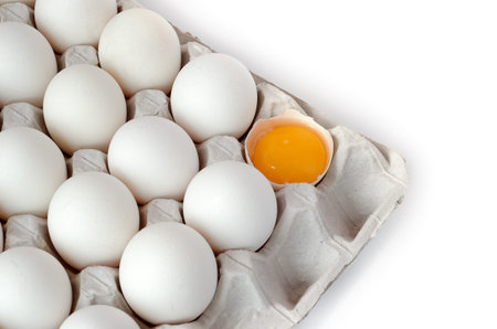 eggs in a tray on a white background