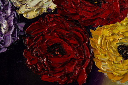 Flowers. Beautiful oil painting on canvas. Brush strokes and canvas textures
