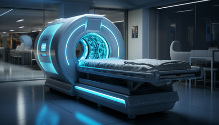 3d rendering of x-ray machine in modern hospital room.の素材