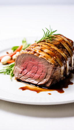 Wellington steak on a white plateの素材