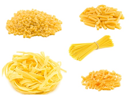 pasta collection on white backgroundの写真素材